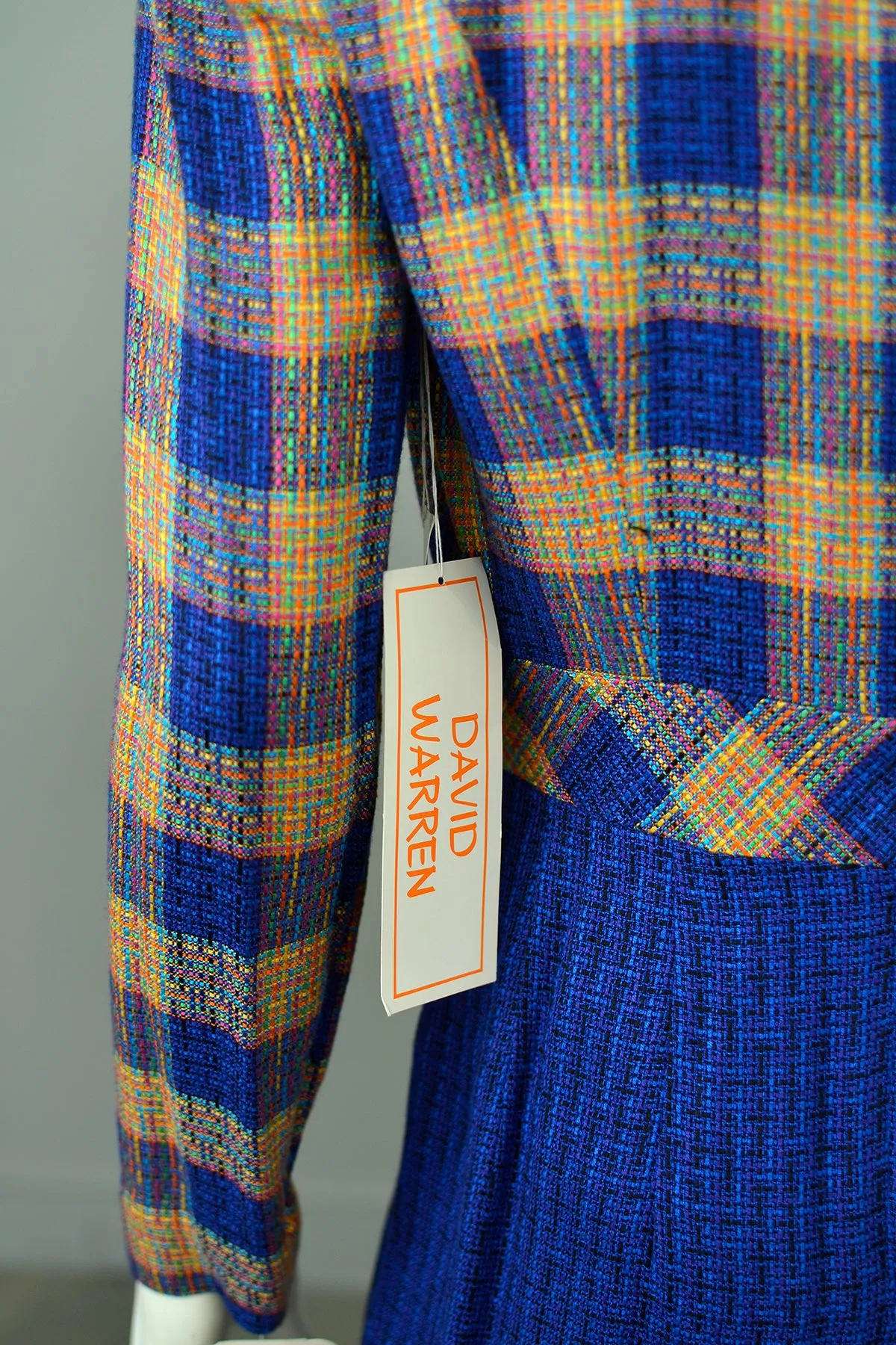 1990s Vibrant Plaid Tweed Suit Dress | Girl Boss Dress | Office Chic Dress