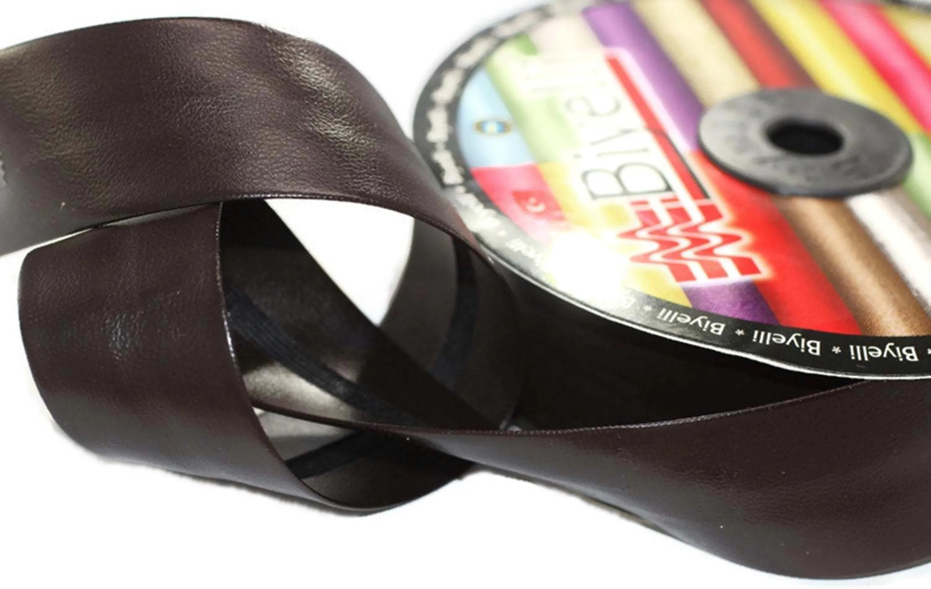 20 mm Brown Sewing Tape, Leather Bias tape,  Sewing binding, trim (0.78 inches), Leather Sewing Trim, Sewing bias