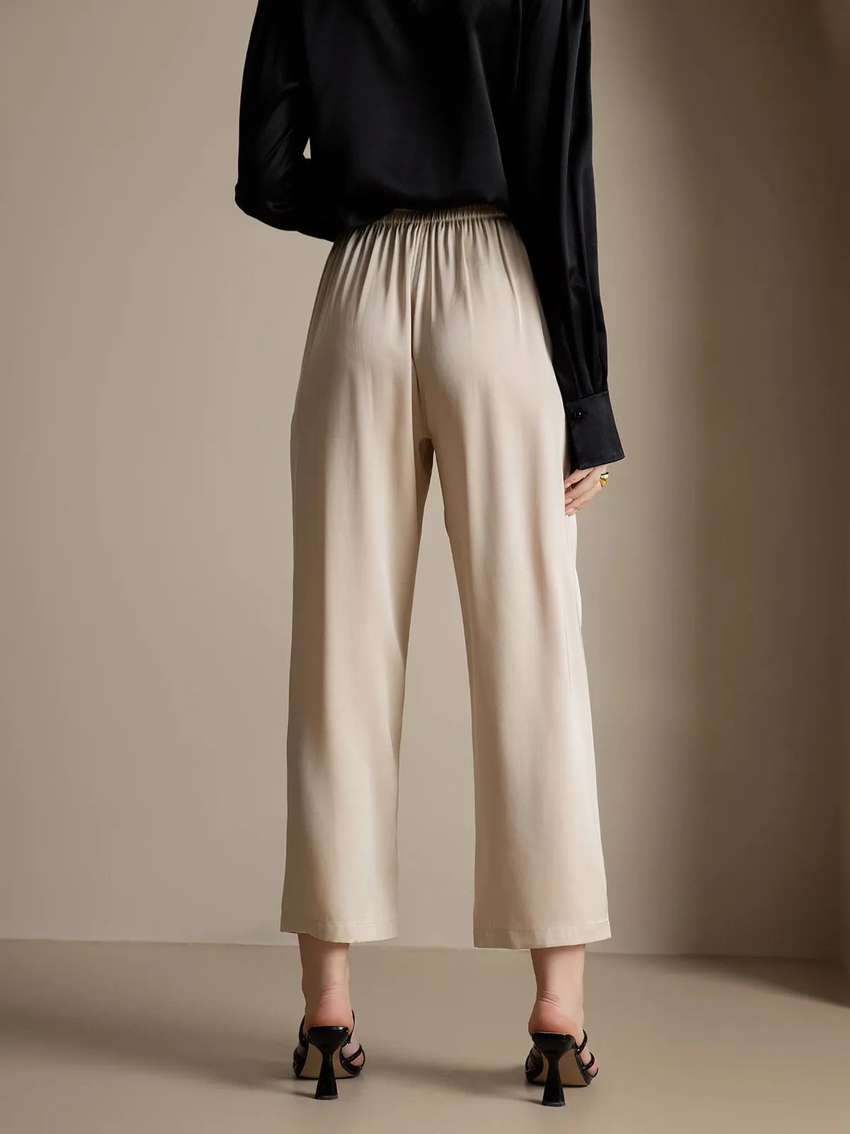 22Momme Timeless Pleated Wide-Leg Silk Long Pants