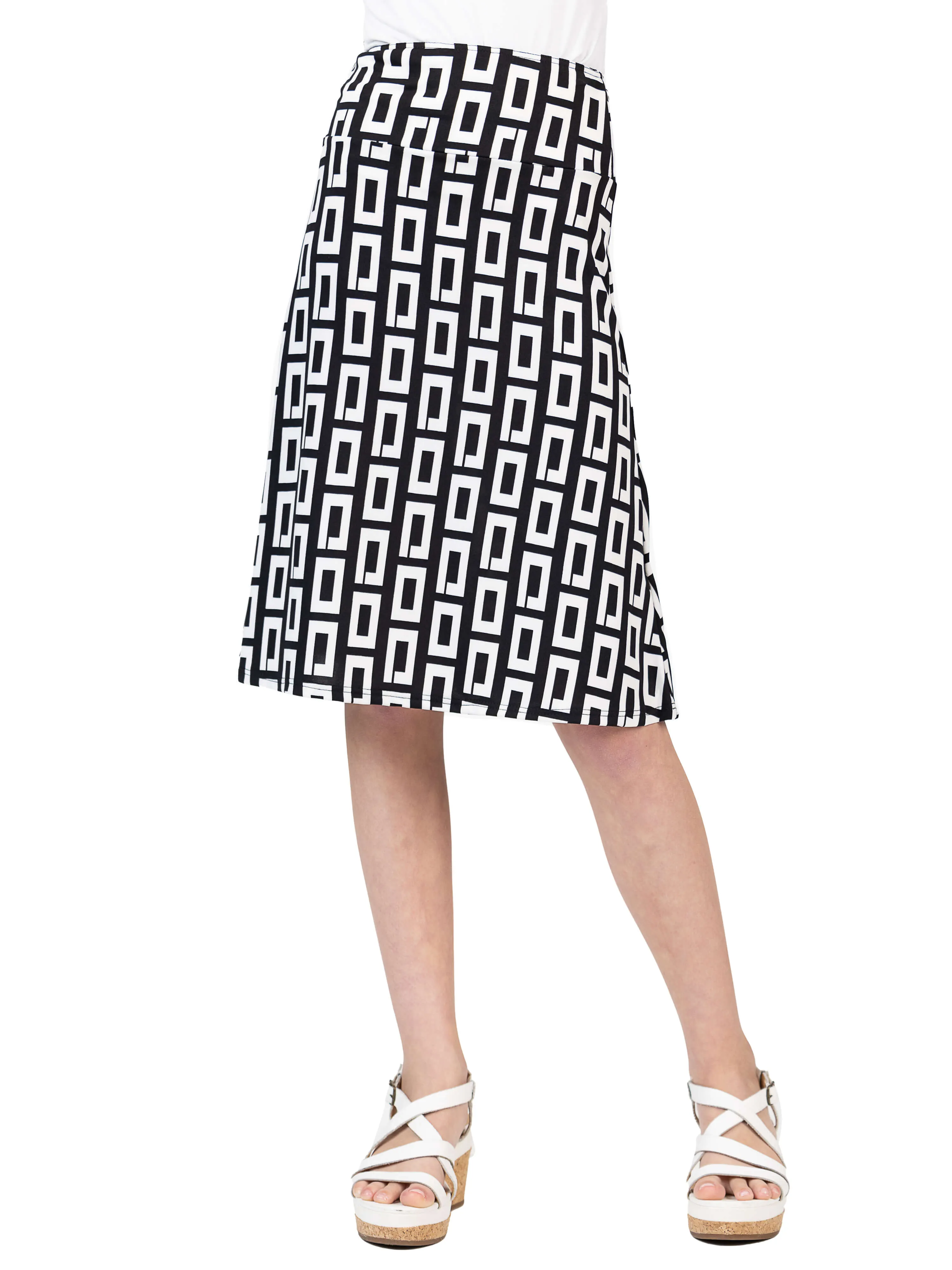 24sevenkid Black and White Girls Knee Length Skirt