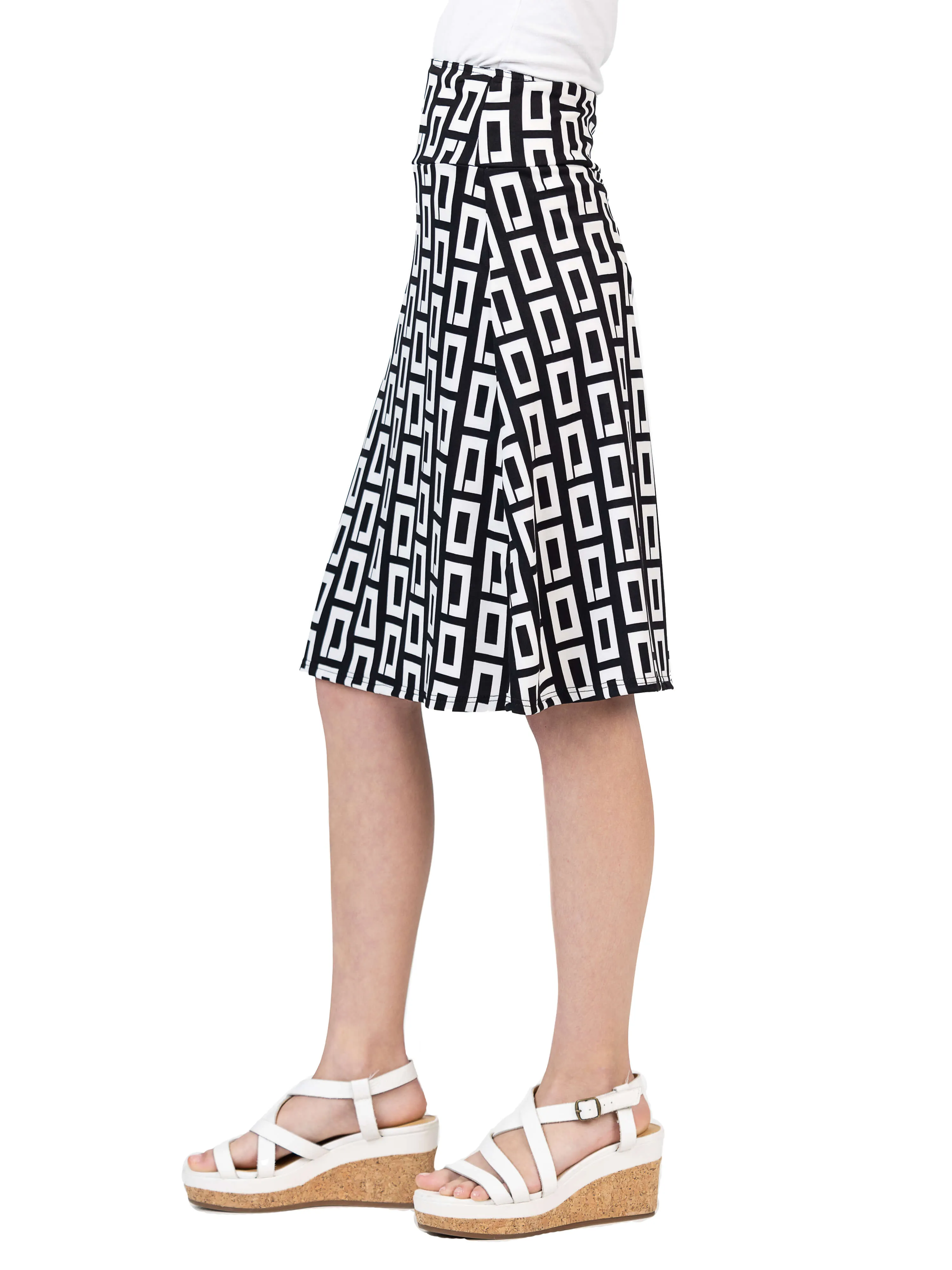 24sevenkid Black and White Girls Knee Length Skirt