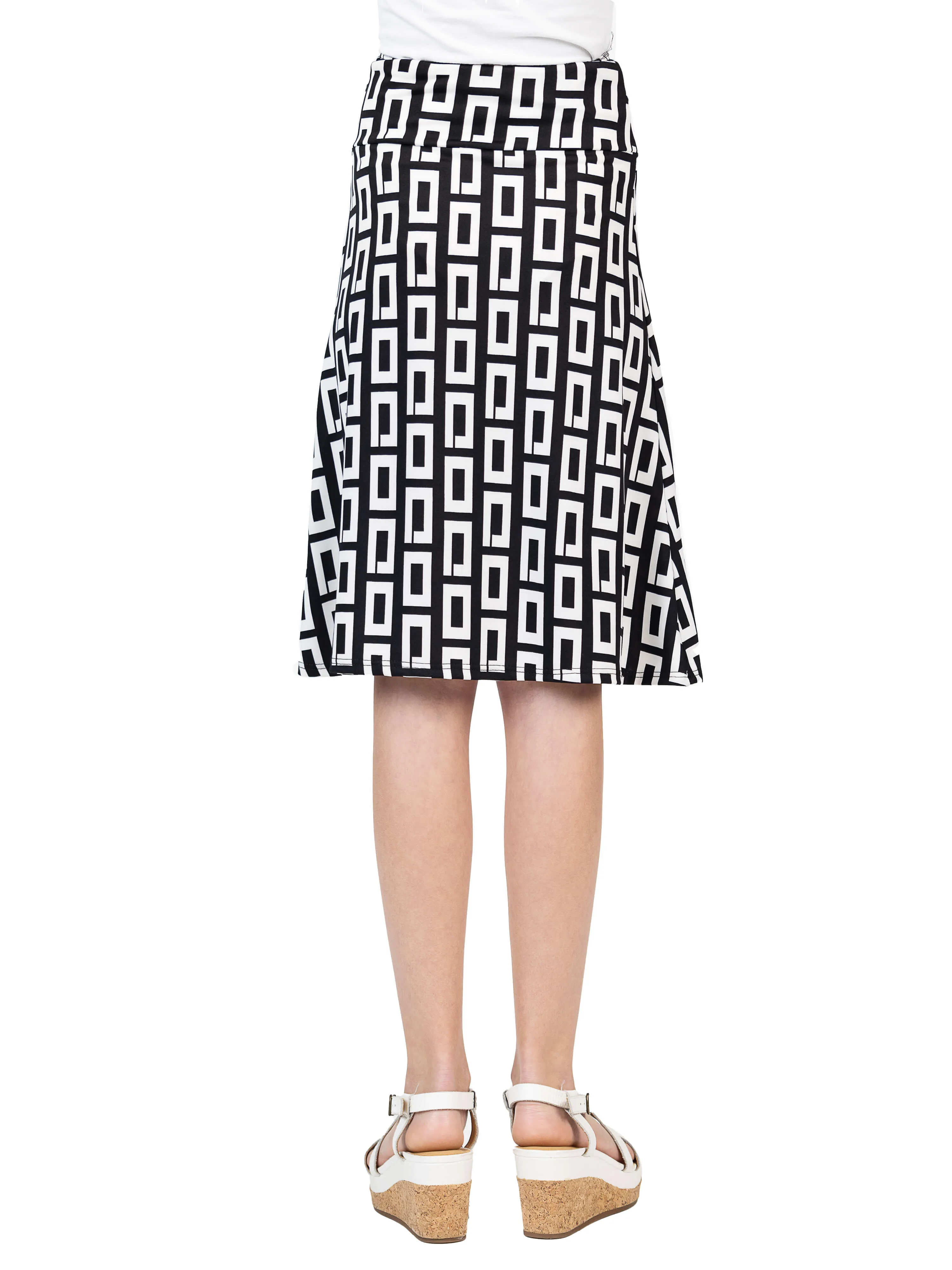 24sevenkid Black and White Girls Knee Length Skirt