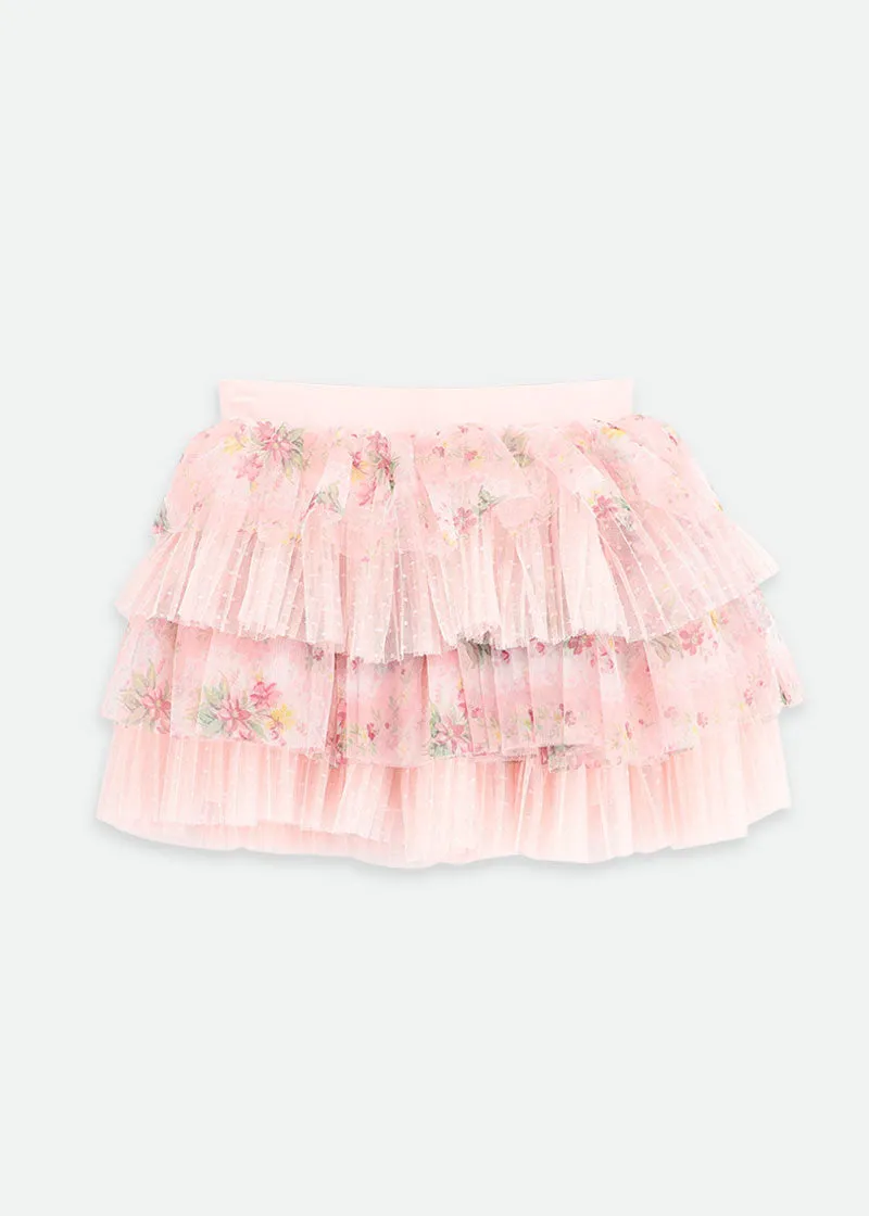 Abbie Floral Mix Skirt Pale Pink