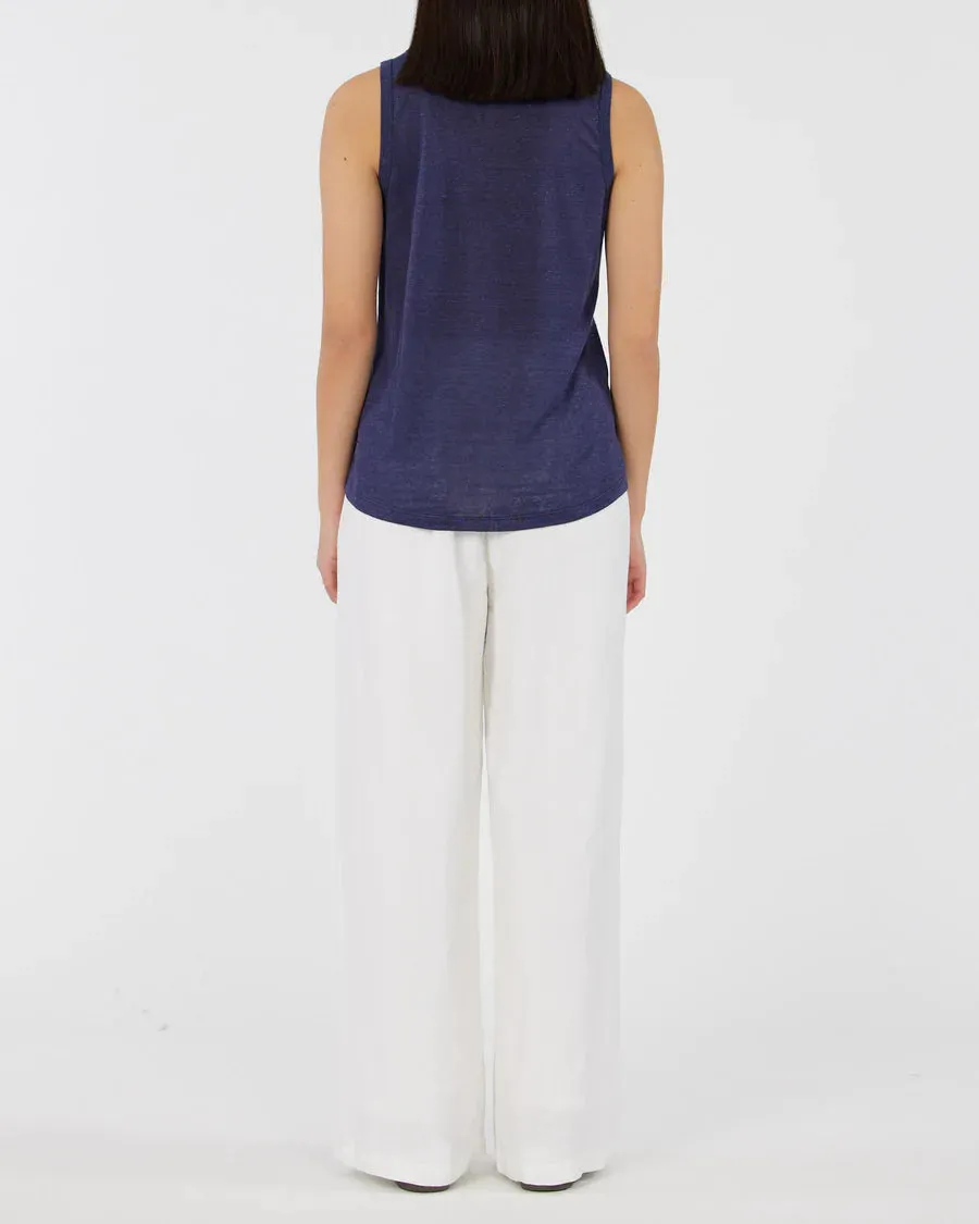 Aceline Linen Jersey Tank (Sea)