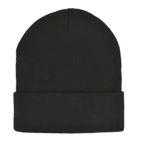 ACRYLIC KNIT SUPER-STRETCH CUFF HAT  - BLACK