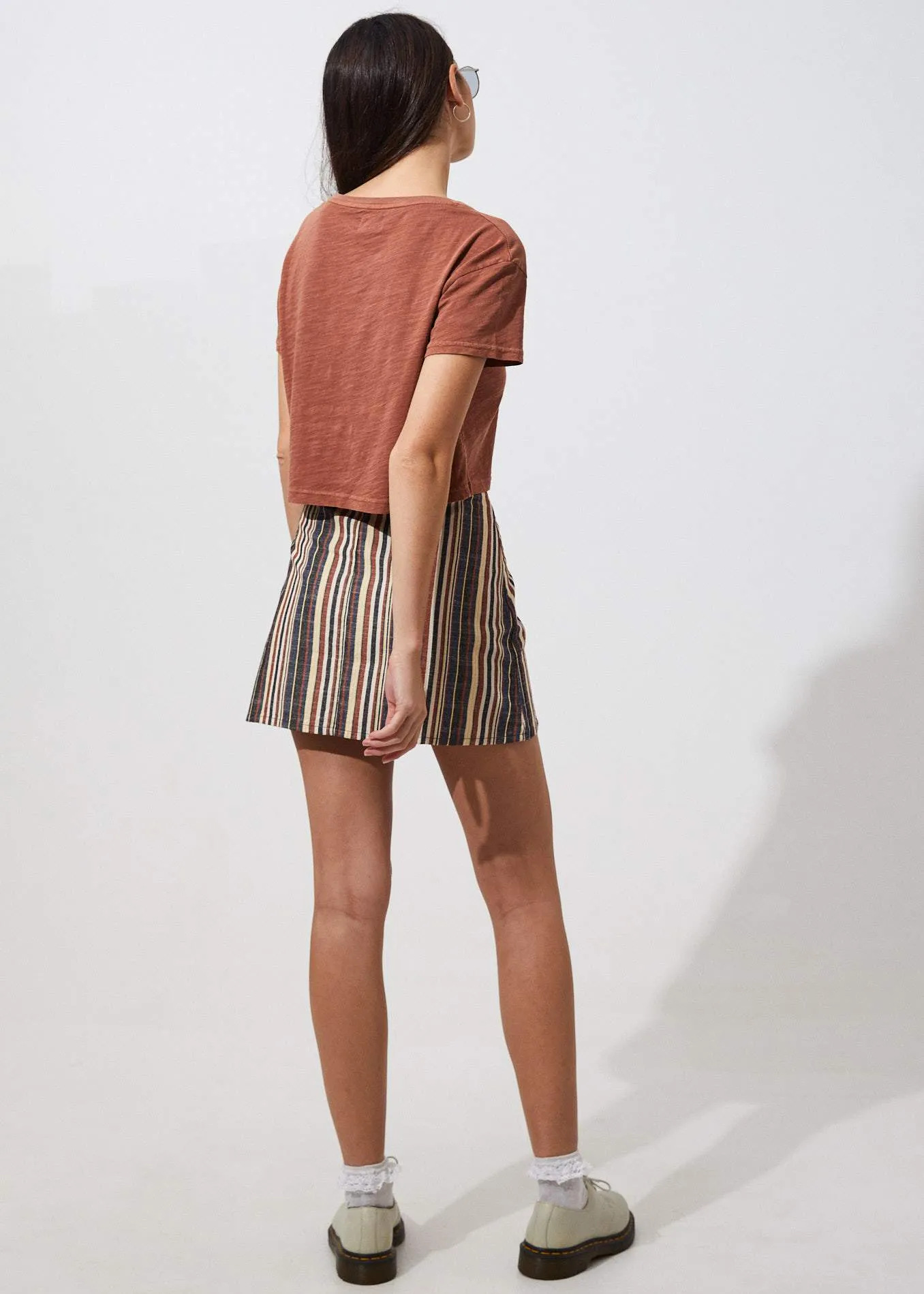 Afends Womens Mimi Stripe - A Line Mini Skirt - Multi