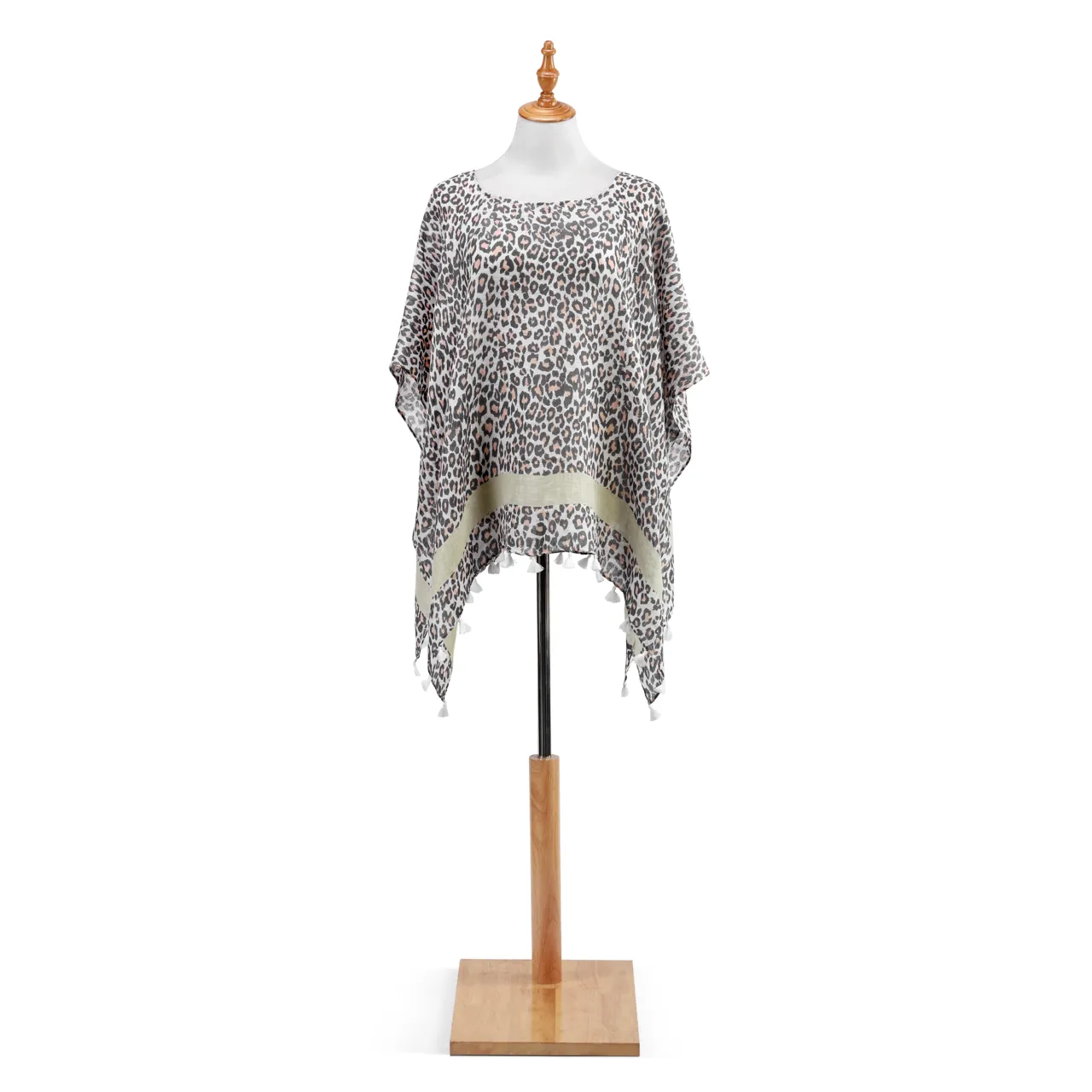 Animal Print Poncho in Brown & Pink