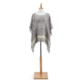 Animal Print Poncho in Brown & Pink