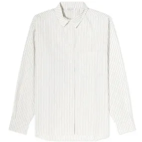 Anine Bing Braxton All Over Monogram Striped Shirt, White/Grey