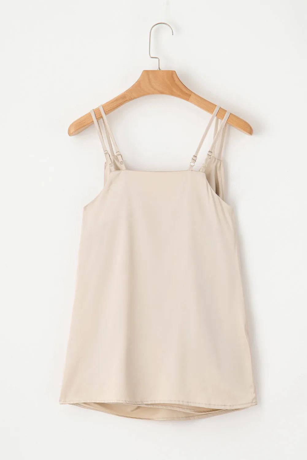 Apricot Wrap V Neck Ruched Satin Cami Top