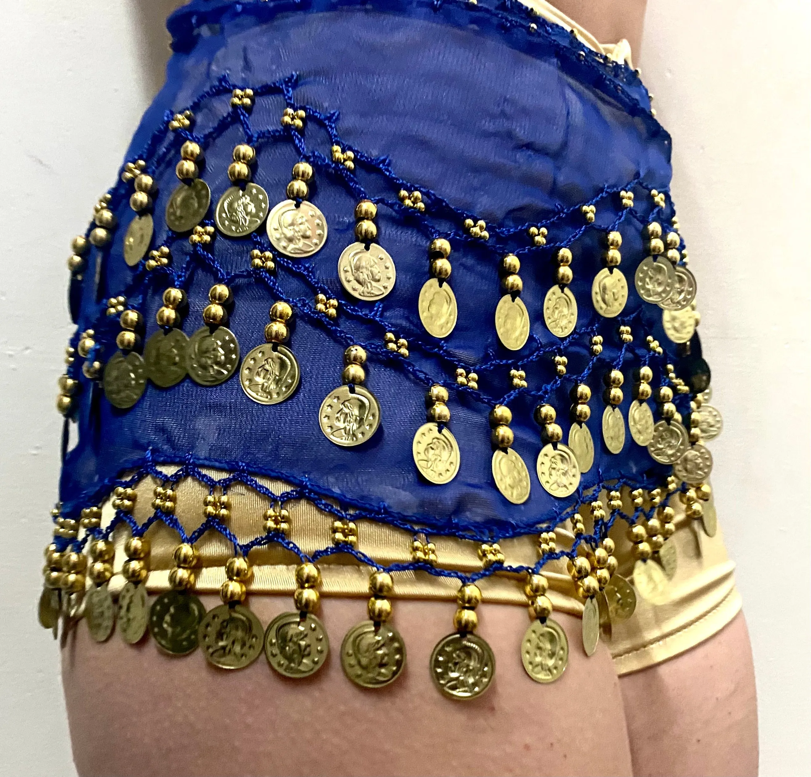 Aqua Blue Bellydance Gold Coin Belt