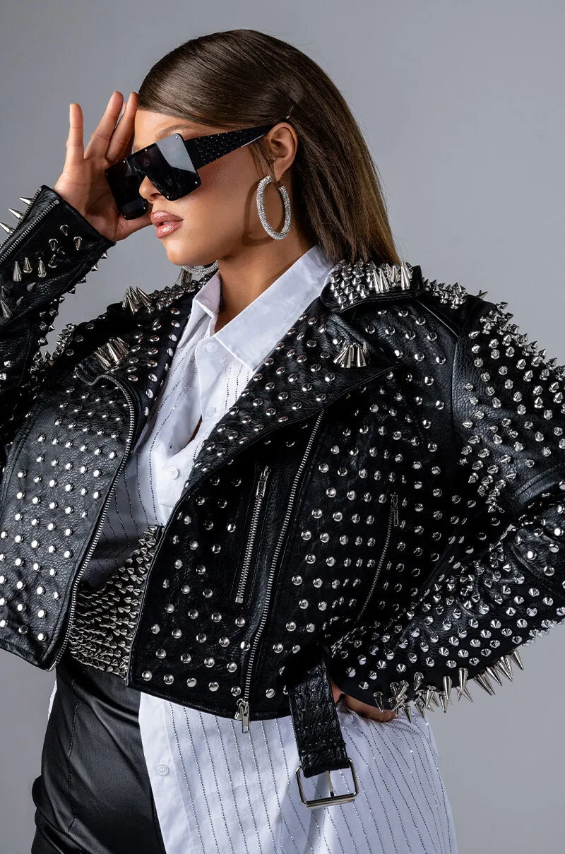 AZALEA WANG ALL OUT LUCIFER STUD MOTO JACKET PLUS