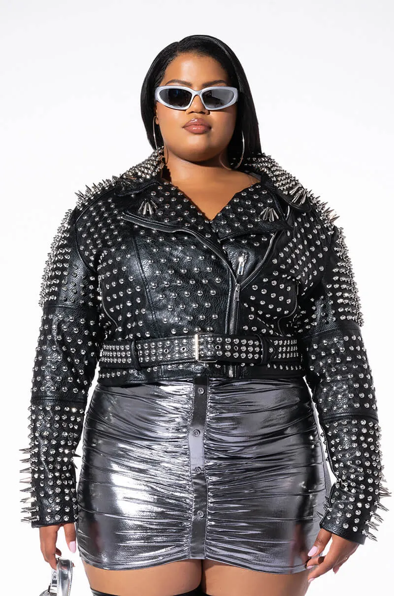 AZALEA WANG ALL OUT LUCIFER STUD MOTO JACKET PLUS