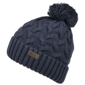 Barbour Hats Kids Gainford Cable Knit Bobble Hat - Navy Blue