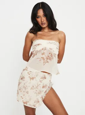 Big Dreams Floral Mini Skirt Cream