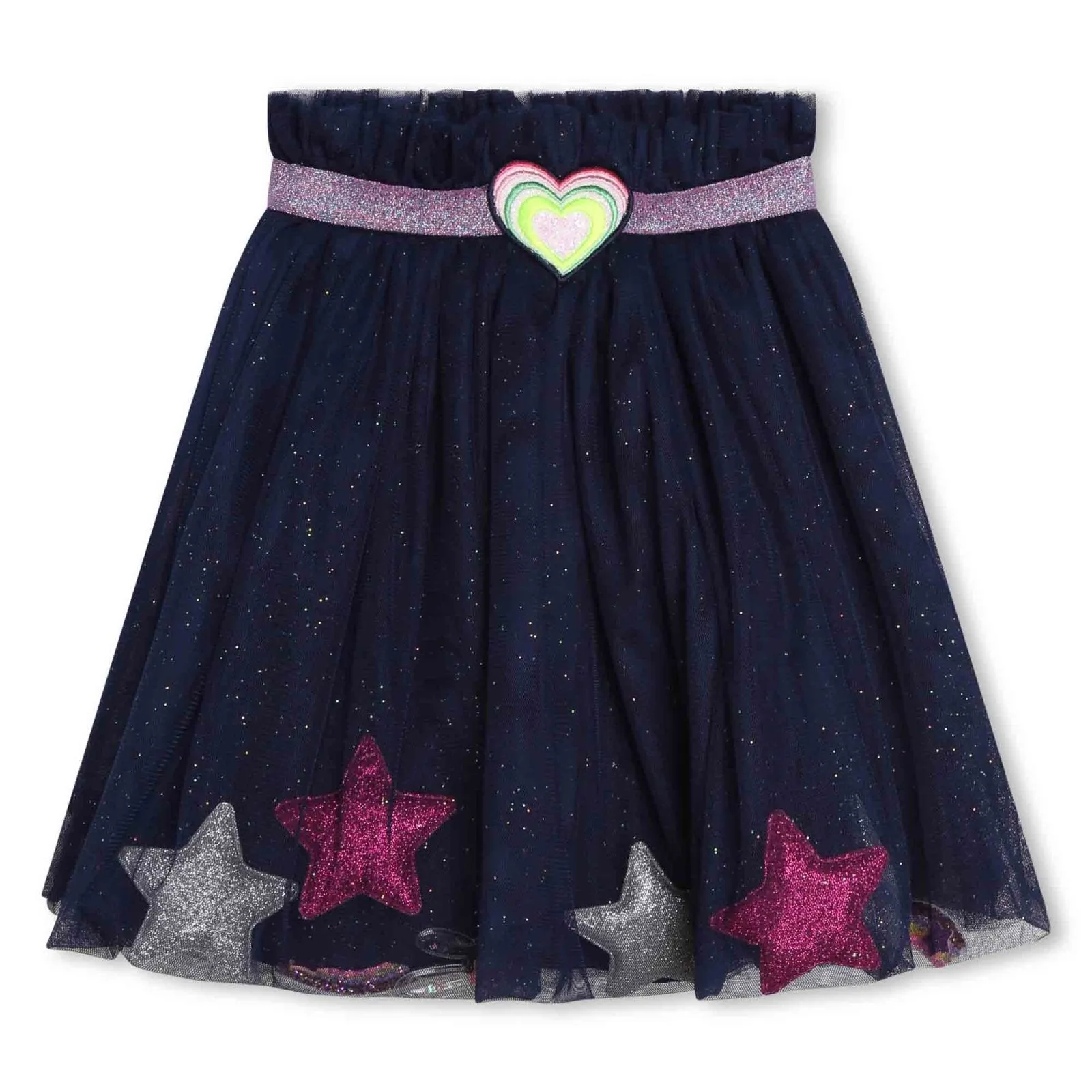 Billieblush Girls Exceptional Navy Heart & Star Tulle Skirt