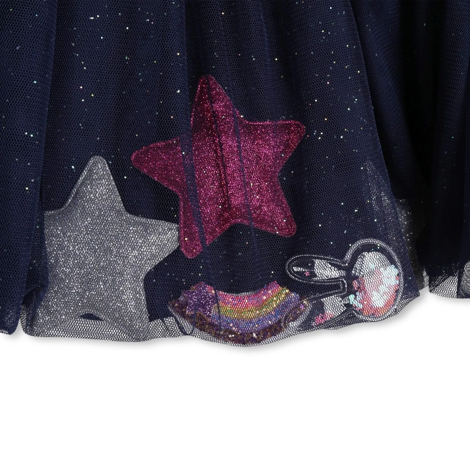 Billieblush Girls Exceptional Navy Heart & Star Tulle Skirt