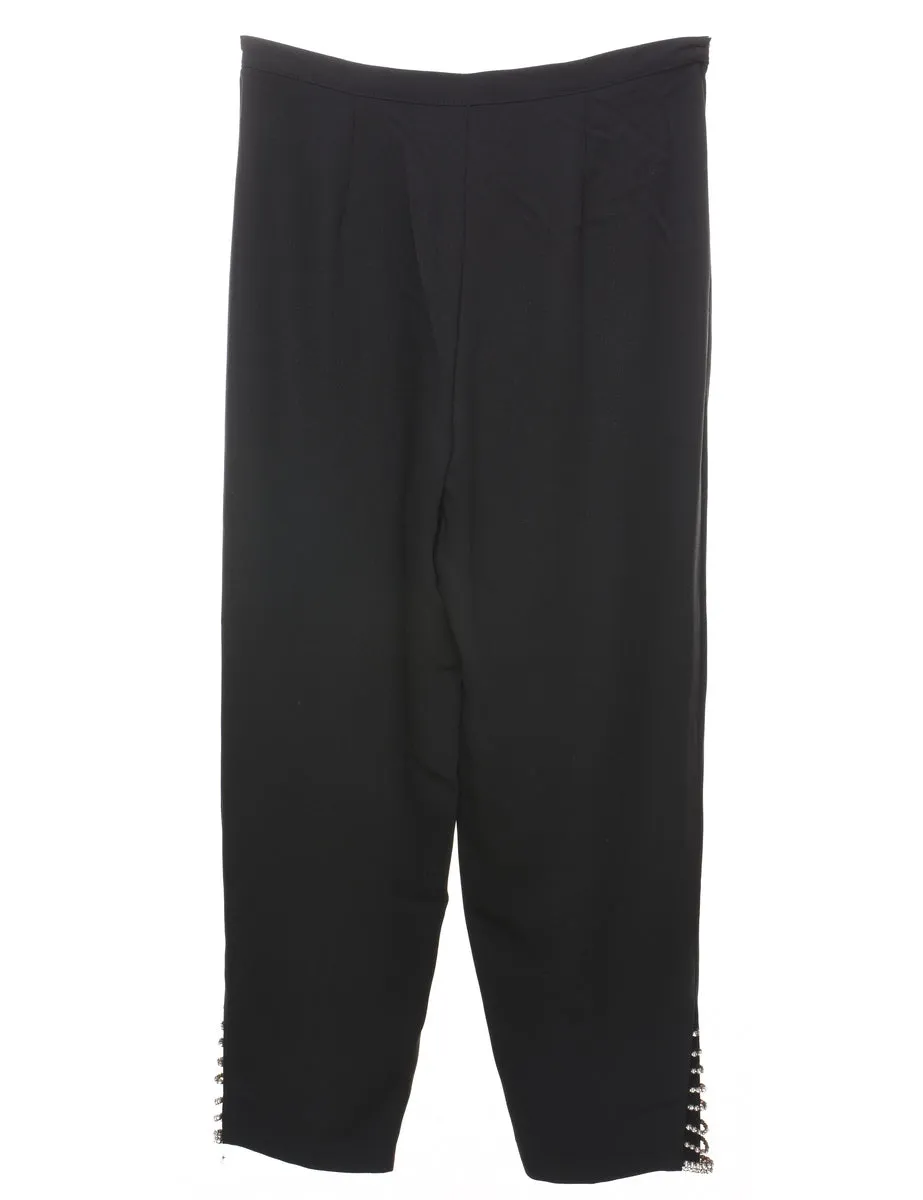 Black Casual Diamonte Detail Trousers - W30 L25