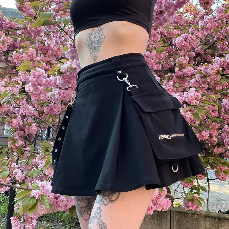 Black Punk Eyelet Skirt