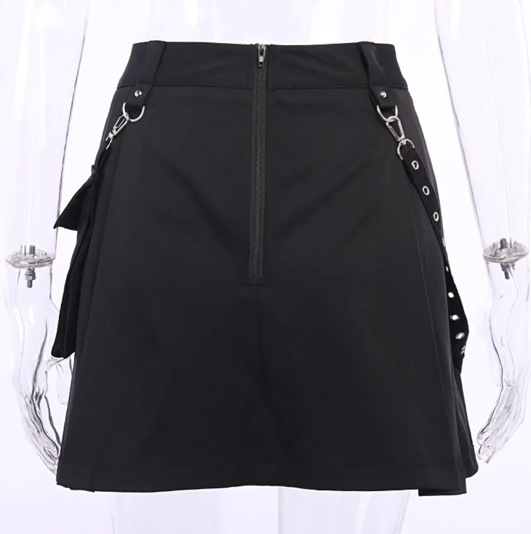 Black Punk Eyelet Skirt