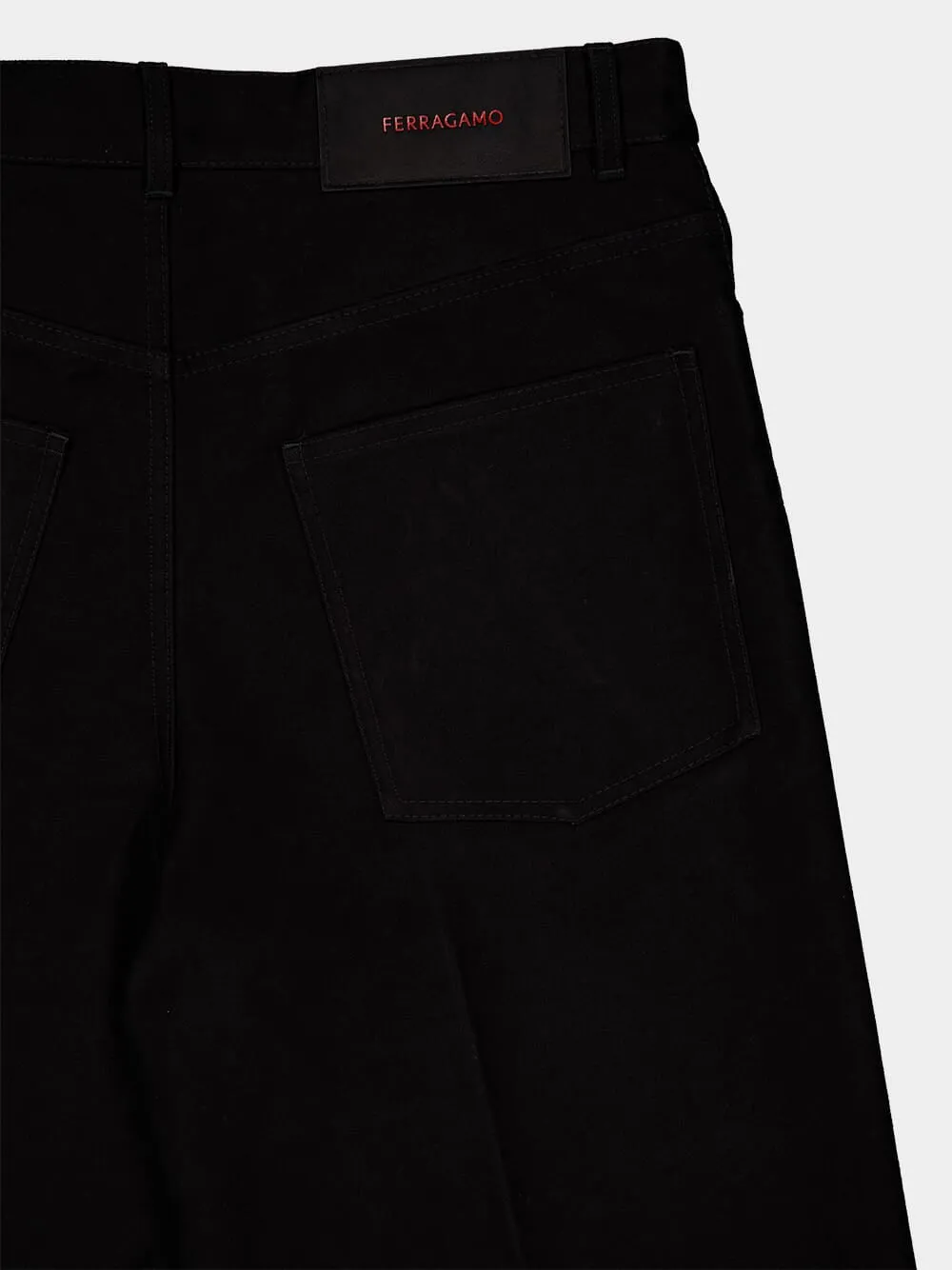 Black Straight-Leg Cotton Trousers