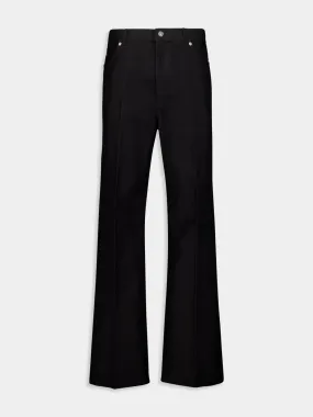 Black Straight-Leg Cotton Trousers