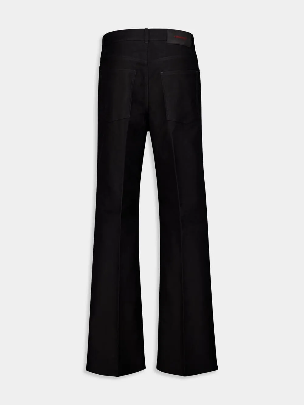 Black Straight-Leg Cotton Trousers