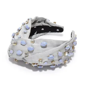 BLUE LACE AGATE WOVEN JEWELED GRETA HEADBAND