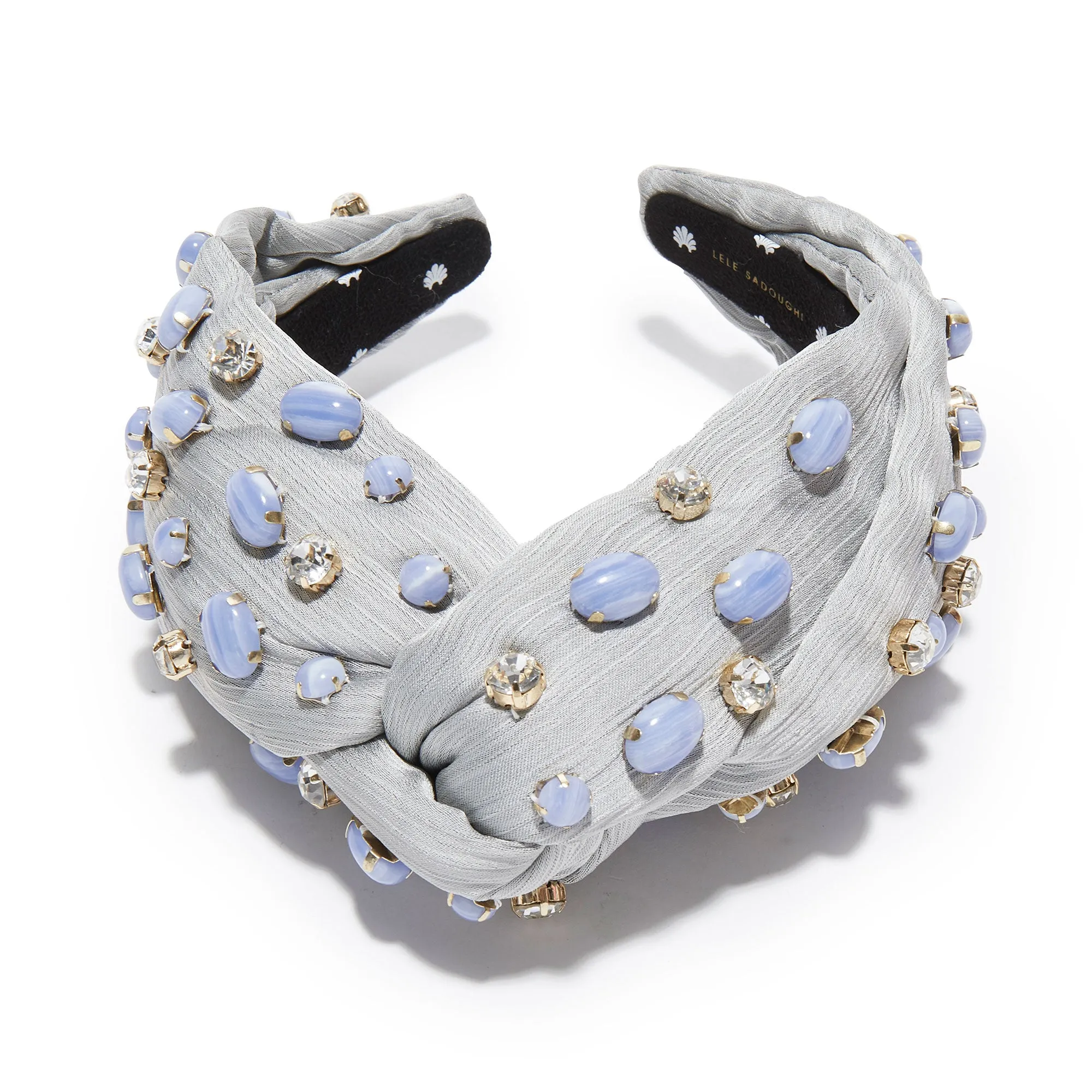 BLUE LACE AGATE WOVEN JEWELED GRETA HEADBAND