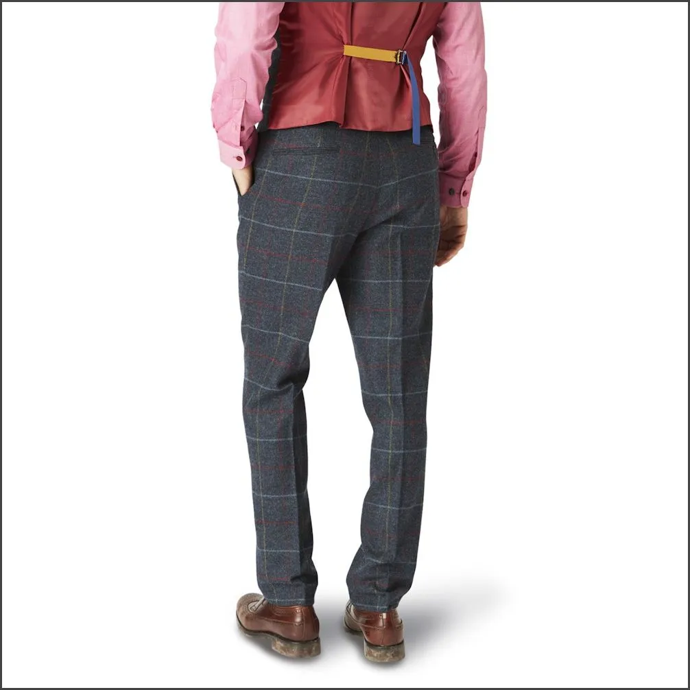 Brook Taverner Haincliffe  Blue Check Tweed Trouser--