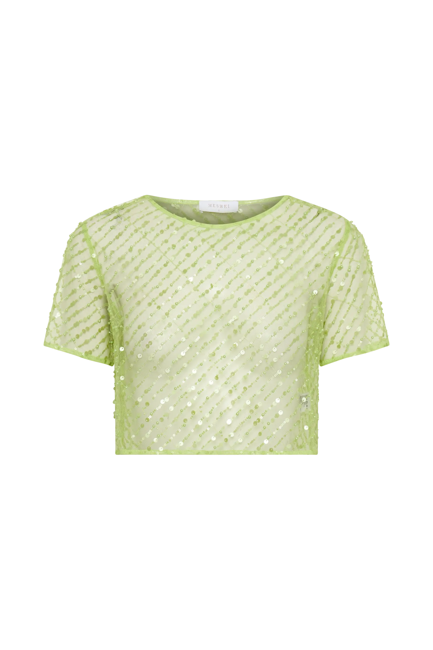 Brynne Sequin Short Sleeve Top - Parakeet Green