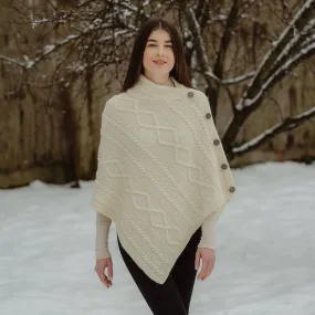 Cable Knit Cowl Neck Poncho