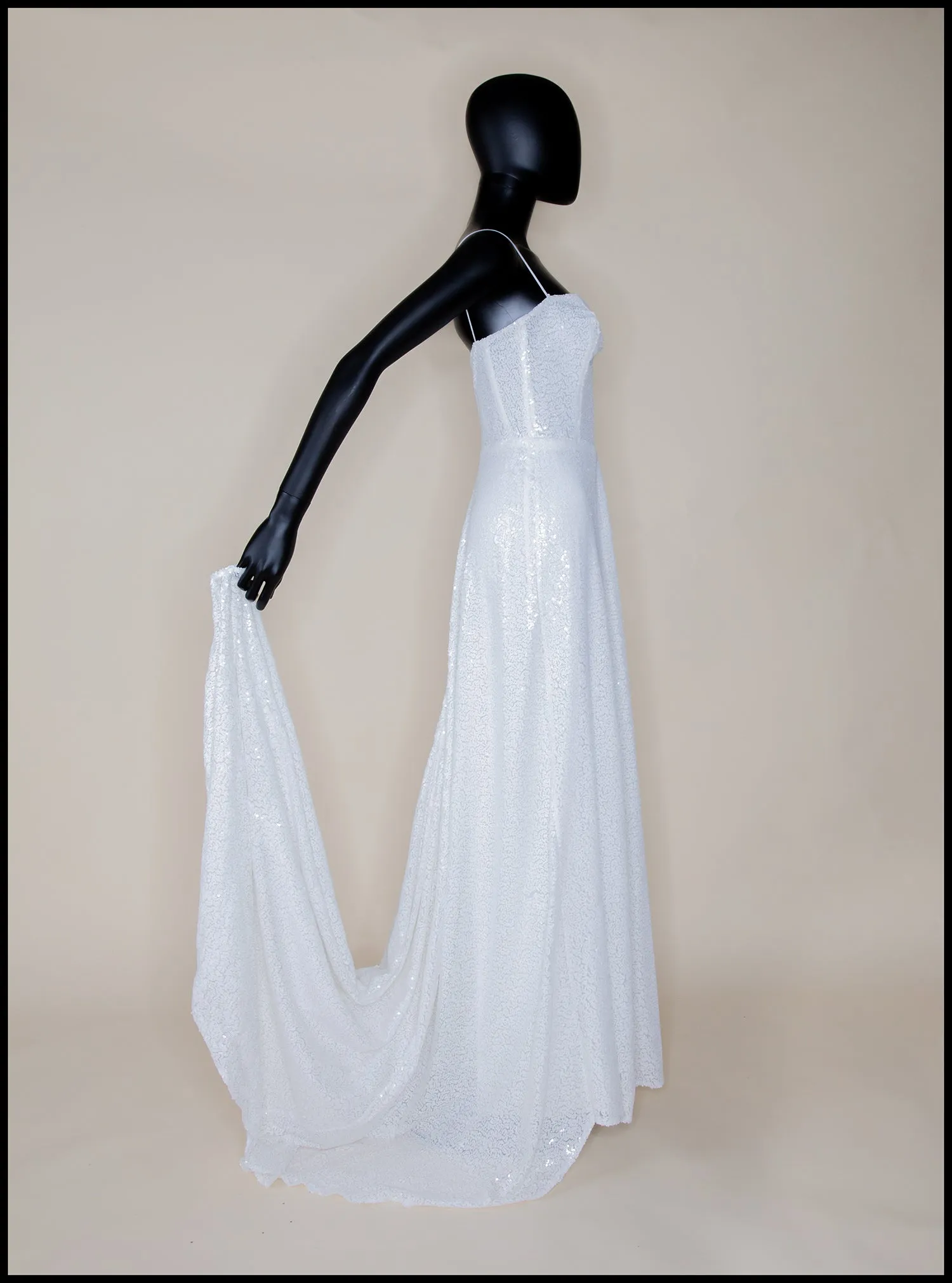 Cala - White Sequin Gown - S