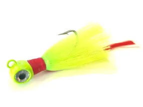 Chartreuse & Red Flair Hawk Snook Jig