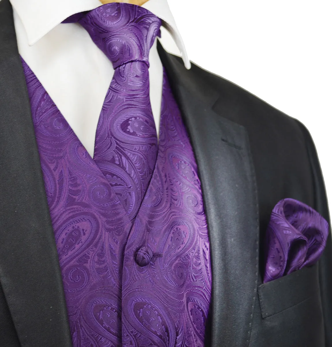 Classic Imperial Palace Purple Paisley Tuxedo Vest Set