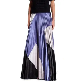 Colorblock Pleated Maxi Skirt