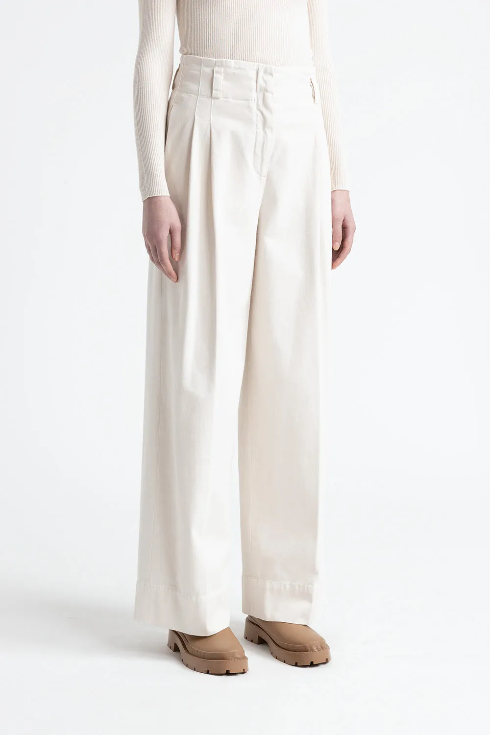 Cotton gabardine palazzo trousers