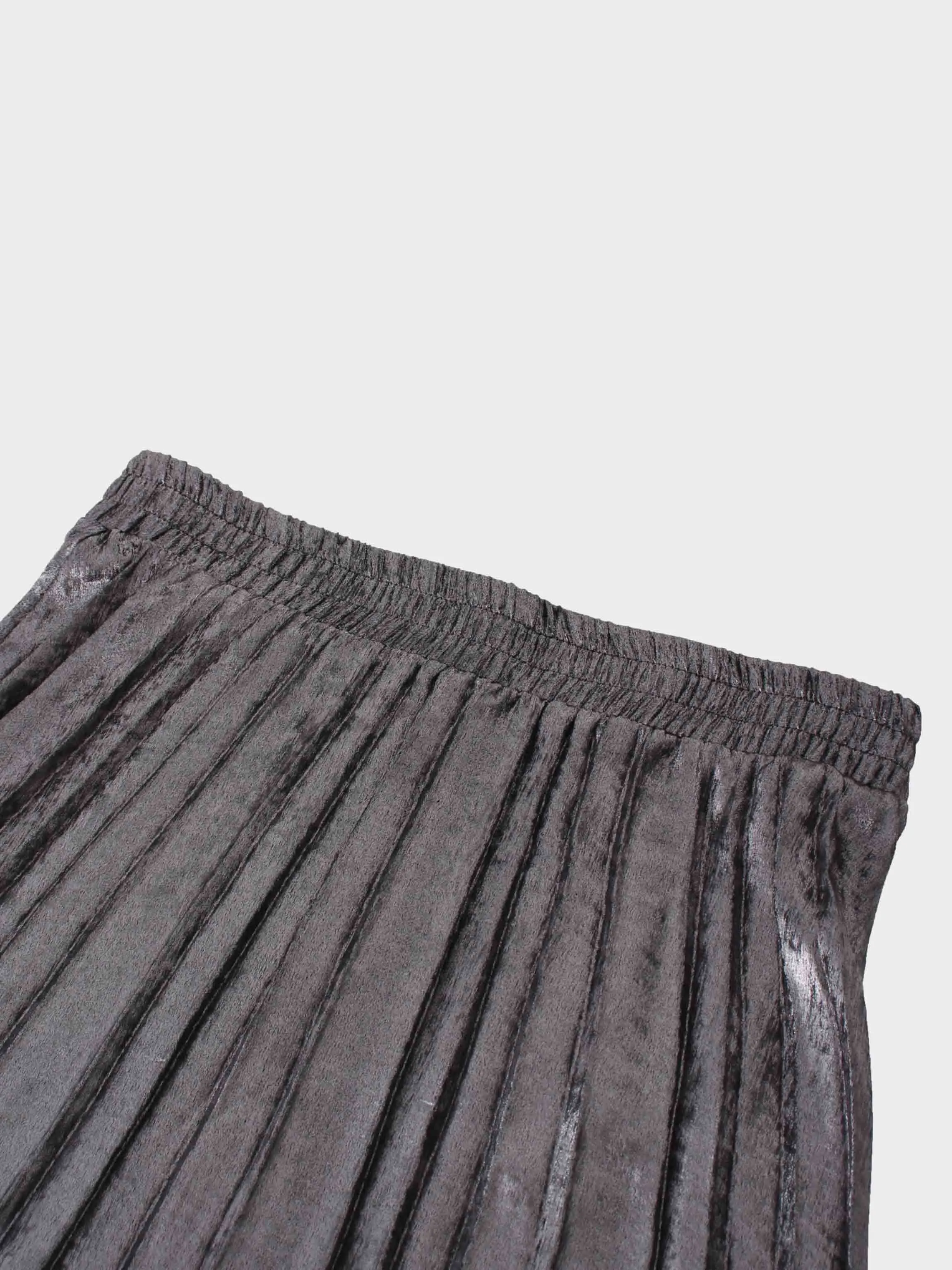 Covered Band Pleated Skirt-Gunmetal Shimmer