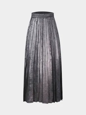 Covered Band Pleated Skirt-Gunmetal Shimmer