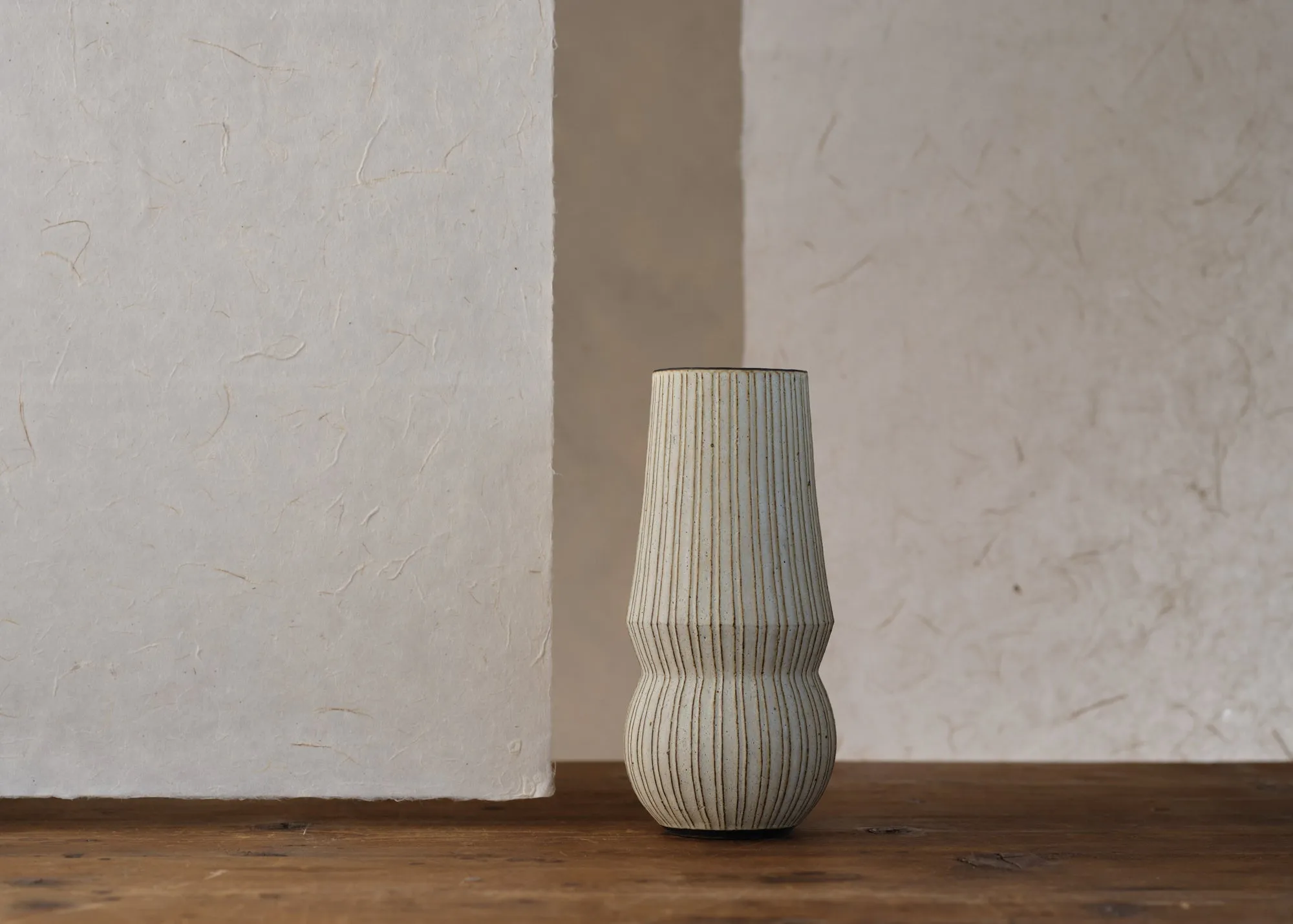 Cylindrical Pleated Vase by Akio Nukaga