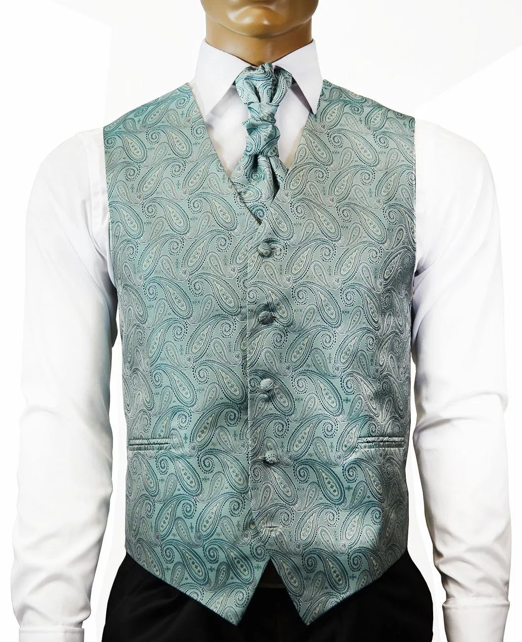 Deep Sea Blue Paisley Tuxedo Vest Set