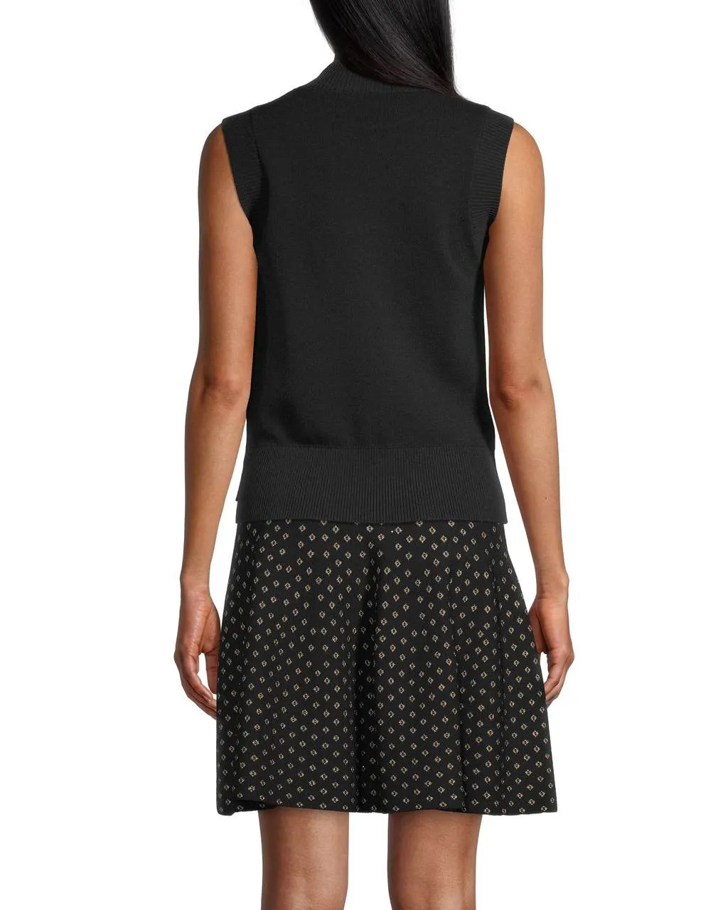 Diamond Jacquard Sleeveless Top In Black