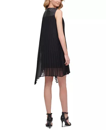 Dkny Mixed-Media Pleated Dress, Size XXS