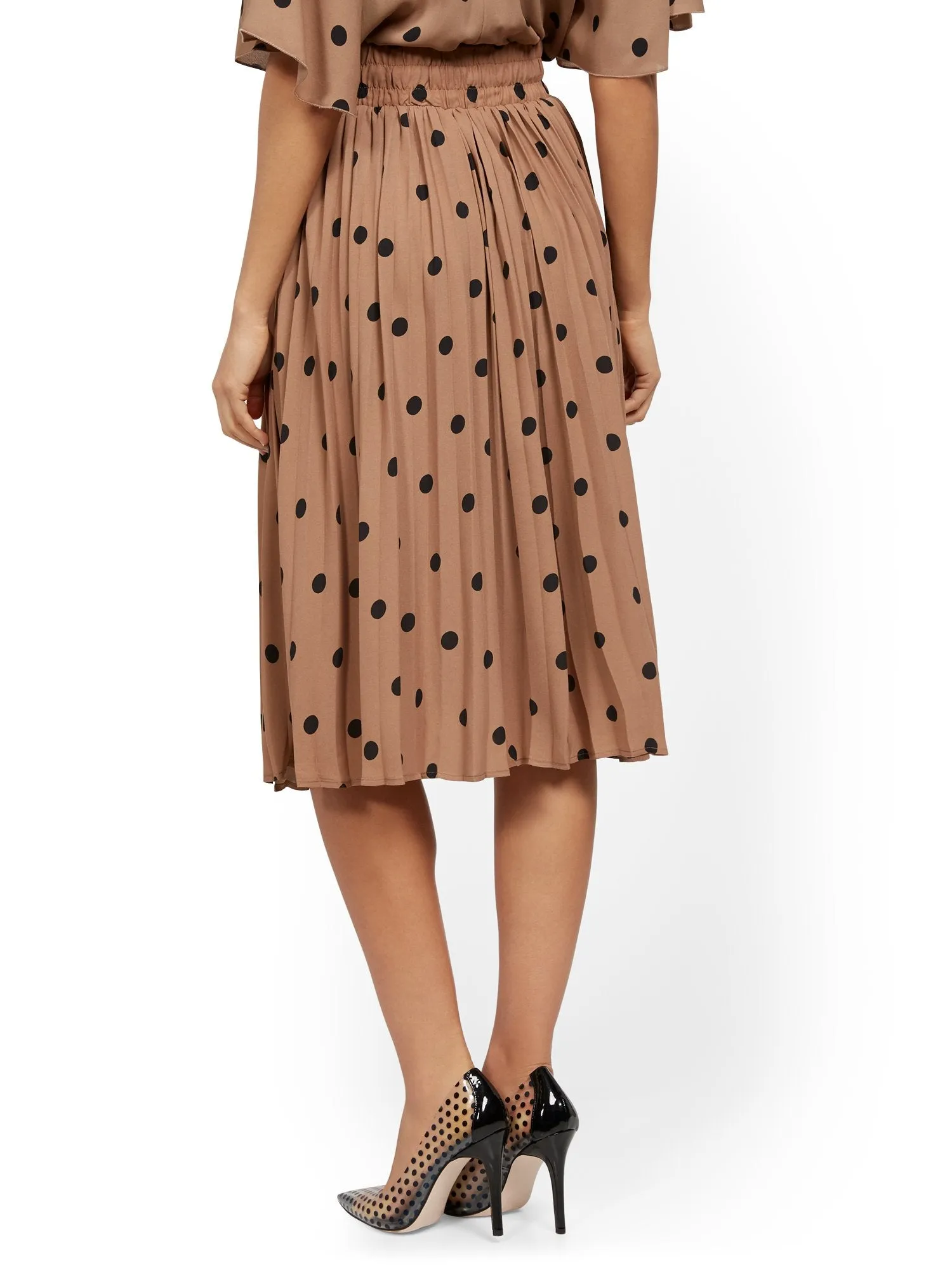 Dot-Print Pleated Skirt