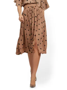 Dot-Print Pleated Skirt