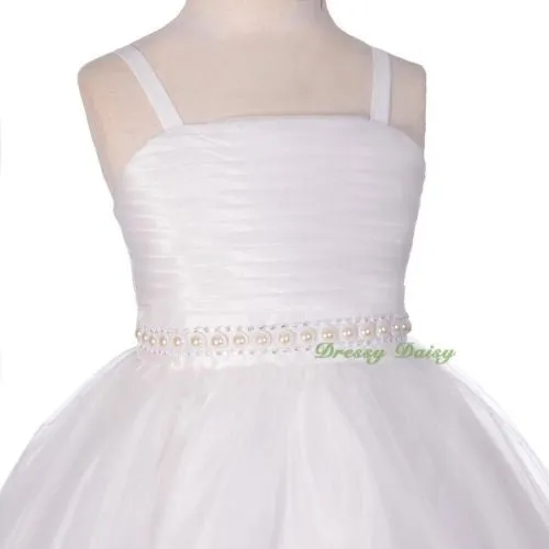 FG285 Girls Pearl Diamante Embroideries Flower Girl Dresses Pageant Dress Size 2-8