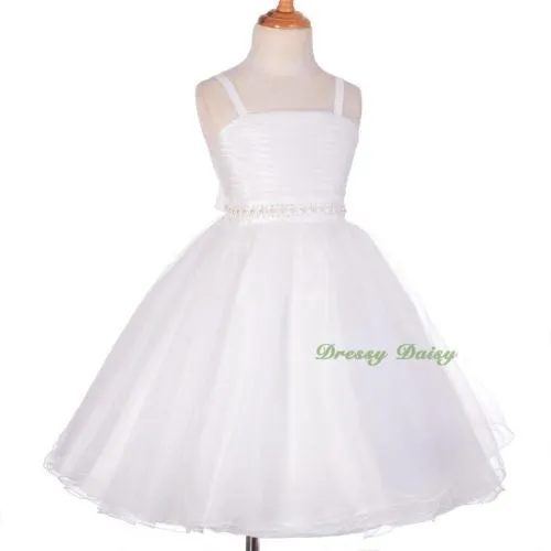 FG285 Girls Pearl Diamante Embroideries Flower Girl Dresses Pageant Dress Size 2-8