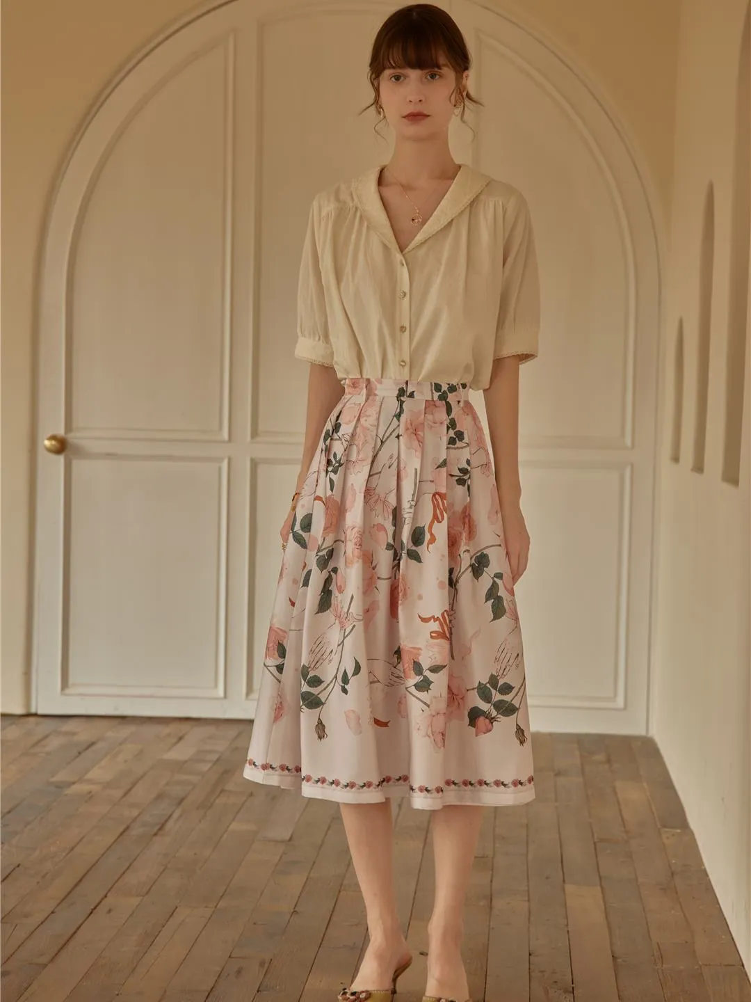 【Final Sale】Amira Floral-Print Pleated Skirt