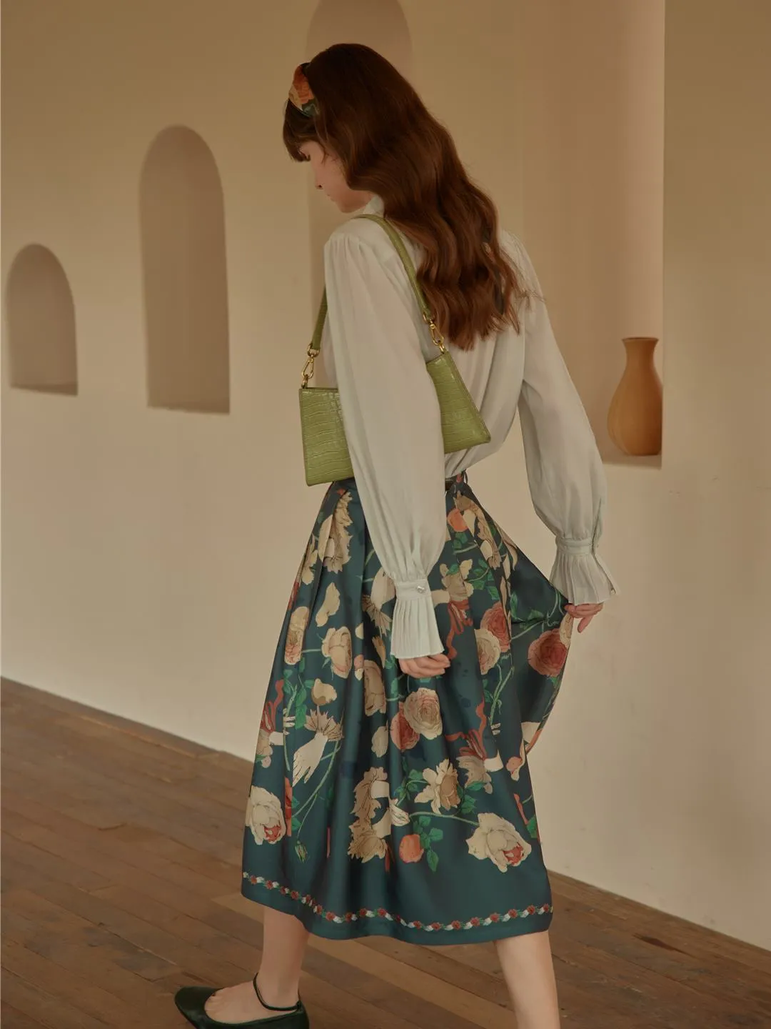 【Final Sale】Amira Floral-Print Pleated Skirt