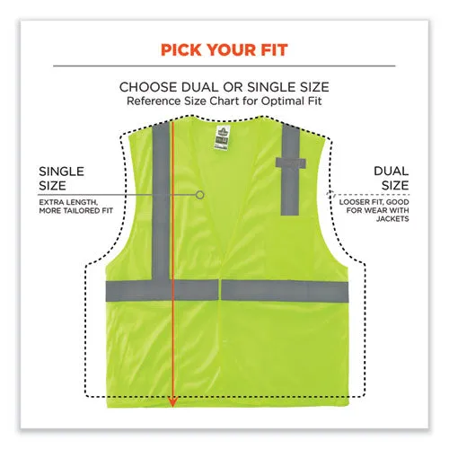 Glowear 8210hl-s Single Size Class 2 Economy Mesh Vest, Polyester, X-large, Lime, Ships In 1-3 Business Days